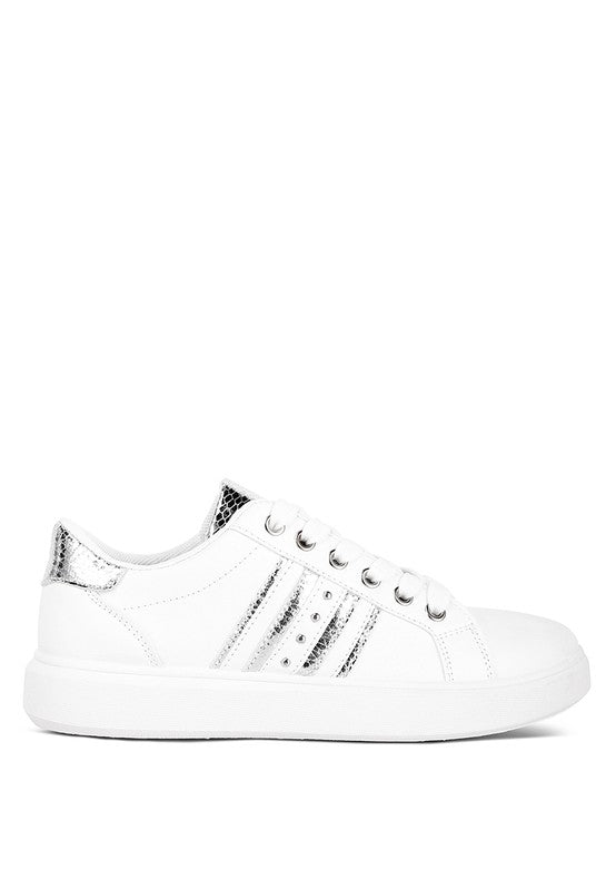 Claude Faux Leather Back Panel Detail Sneakers-Teresa&#39;s Fashionista LLC