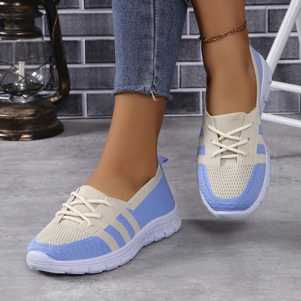 Mesh Contrast Flat Slip-Ons-Teresa's Fashionista LLC