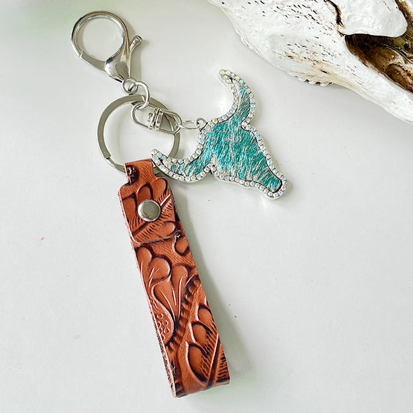 Rhinestone Bull Keychain-Teresa's Fashionista LLC