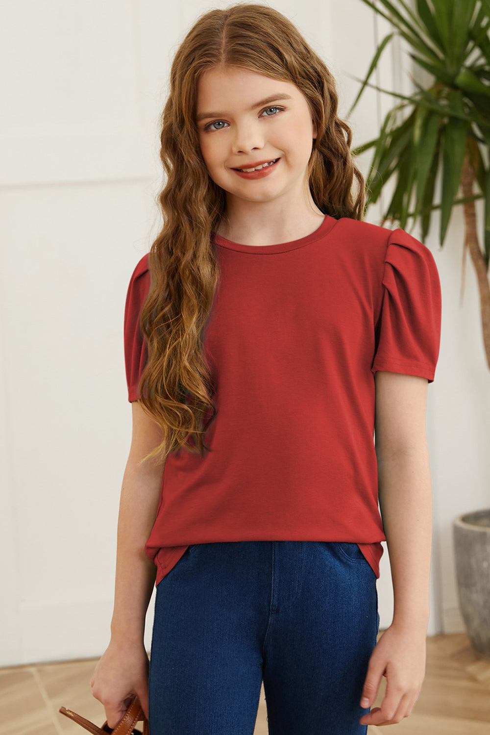 Round Neck Puff Sleeve T-Shirt-Teresa's Fashionista LLC
