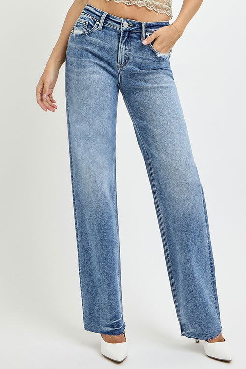 RISEN Full Size High Rise Straight Leg Jeans with Pockets - Teresa's Fashionista LLC