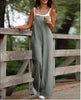 Women's Sleeveless Jumpsuit With Pockets And Adjustable Shoulder Strap Fashion Loose Wide Leg Straight Overalls Summer Beach Trousers - Teresa's Fashionista LLC