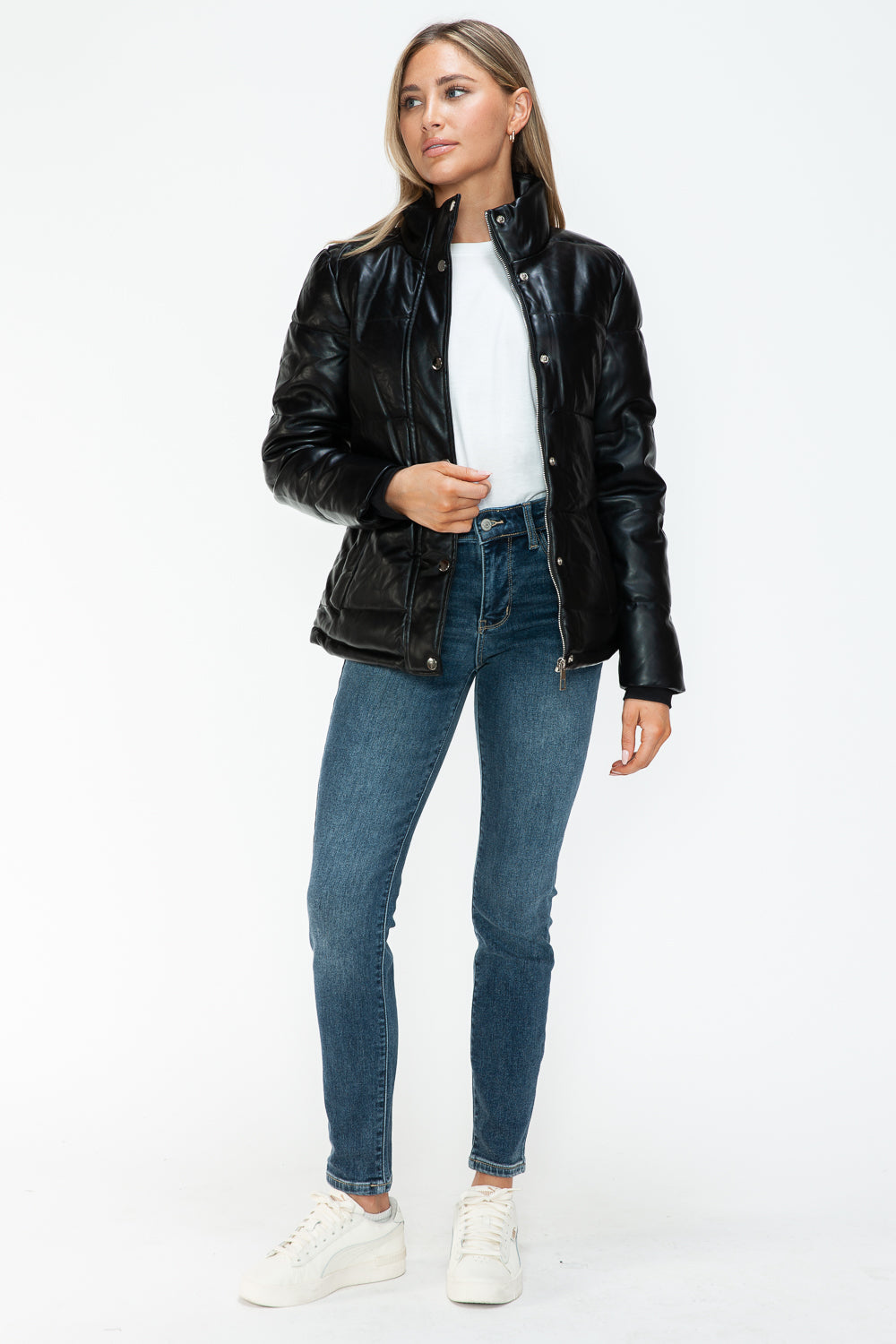 YMI Pocketed Zip Up Turtleneck Puffer Jacket - Teresa's Fashionista LLC