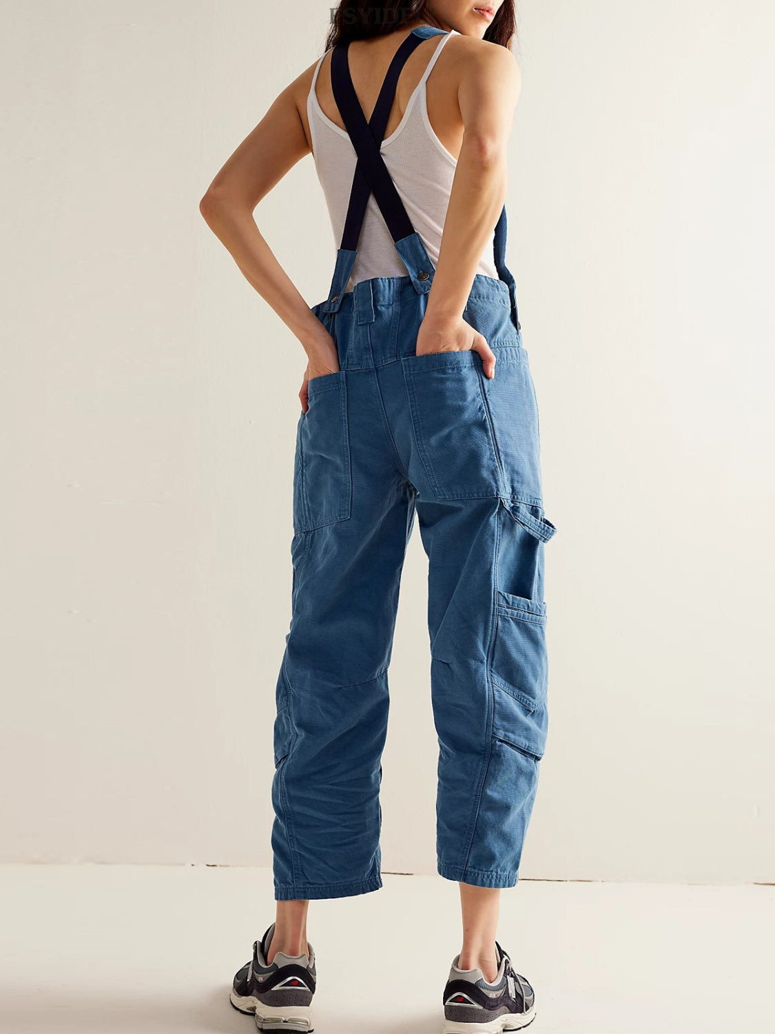 Pocketed Wide Strap Denim Overalls - Teresa's Fashionista LLC