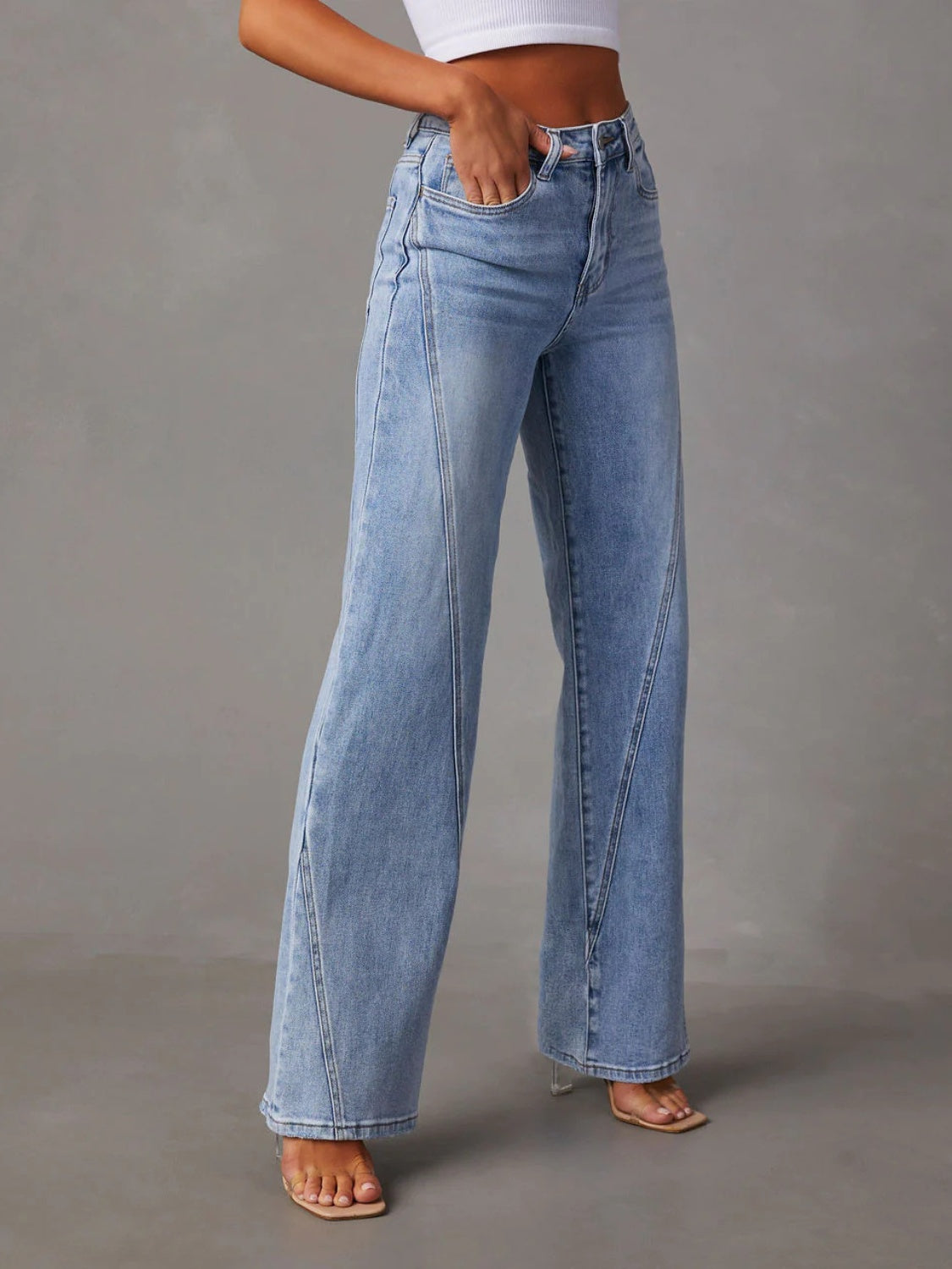 High Waist Straight Jeans with Pockets - Teresa's Fashionista LLC