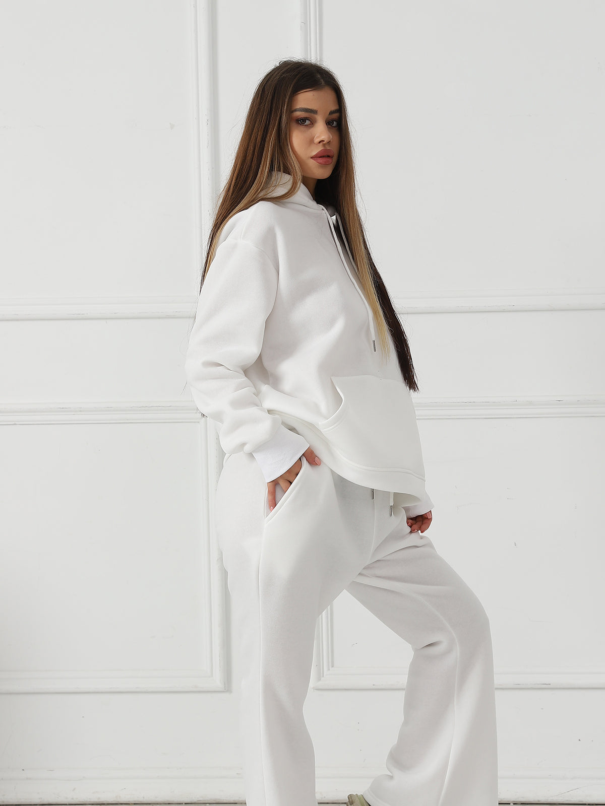Women's Fashionable Casual Solid Color Long Sleeved Sweatshirt Set - Teresa's Fashionista LLC