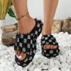 Plaid PU Leather Platform Sandals-Teresa's Fashionista LLC