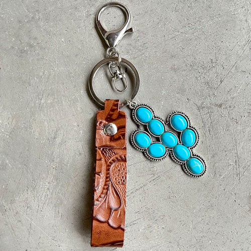 Turquoise Genuine Leather Key Chain-Teresa's Fashionista LLC