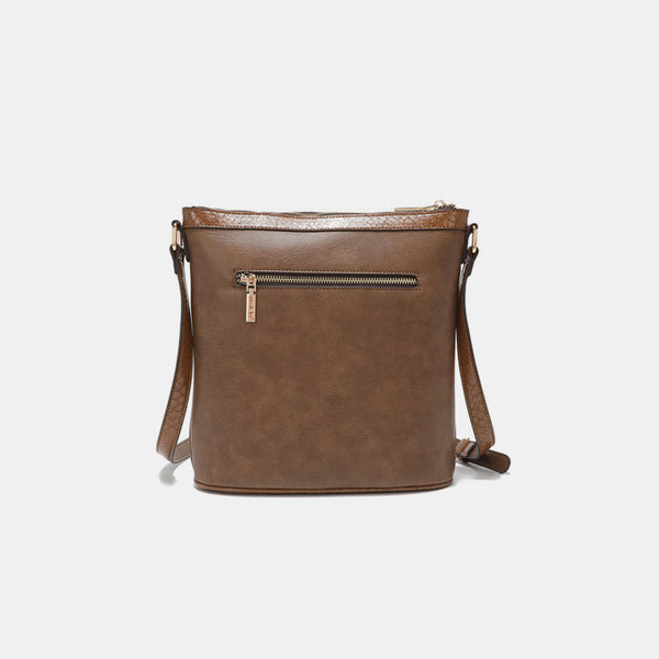 Nicole Lee USA Metallic Stitching Embroidery Inlaid Rhinestone Crossbody Bag-Teresa's Fashionista LLC