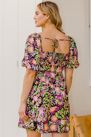 ODDI Full Size Floral Tie-Back Mini Dress-Teresa's Fashionista LLC