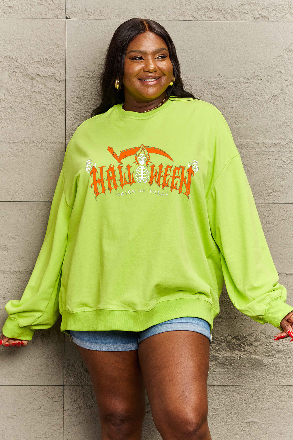 Simply Love Full Size HALLOWEEN TRICK OR TREAT Graphic Sweatshirt - Teresa's Fashionista LLC