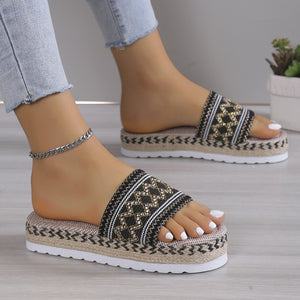 Geometric Weave Platform Sandals-Teresa's Fashionista LLC