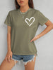 Heart Round Neck Short Sleeve T-Shirt-Teresa's Fashionista LLC
