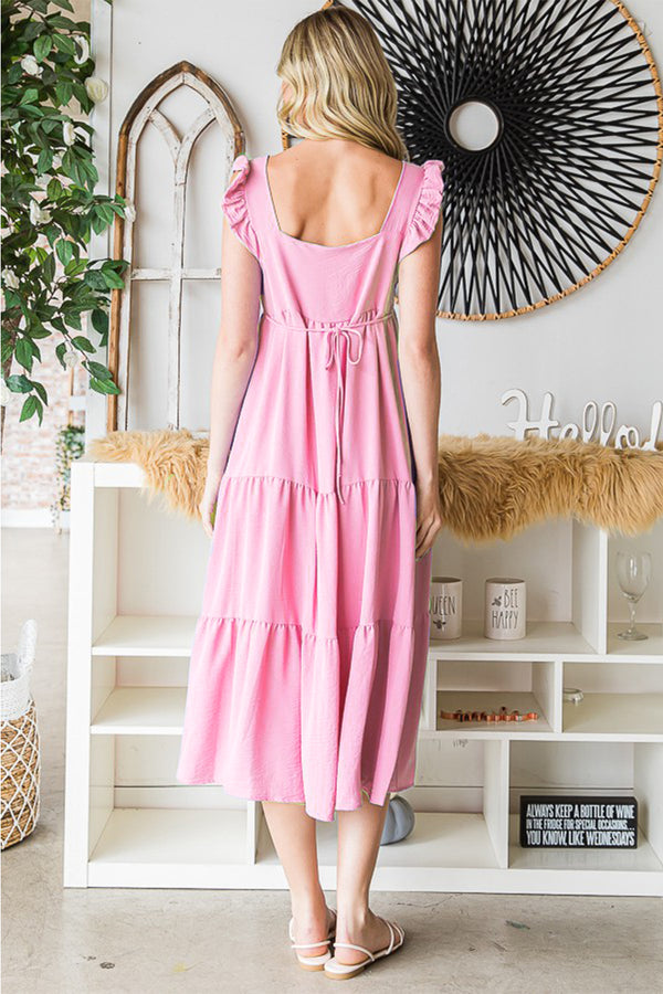 Reborn J Ruffled Sleeveless Tiered Midi Dress-Teresa's Fashionista LLC