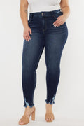 Kancan Full Size Cat's Whiskers Raw Hem High Waist Jeans-Teresa's Fashionista LLC