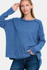 Zenana Full Size Exposed Seam Brushed Round Neck Sweater - Teresa's Fashionista LLC