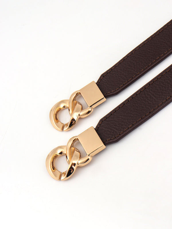 Zinc Alloy Buckle Elastic PU Belt-Teresa's Fashionista LLC