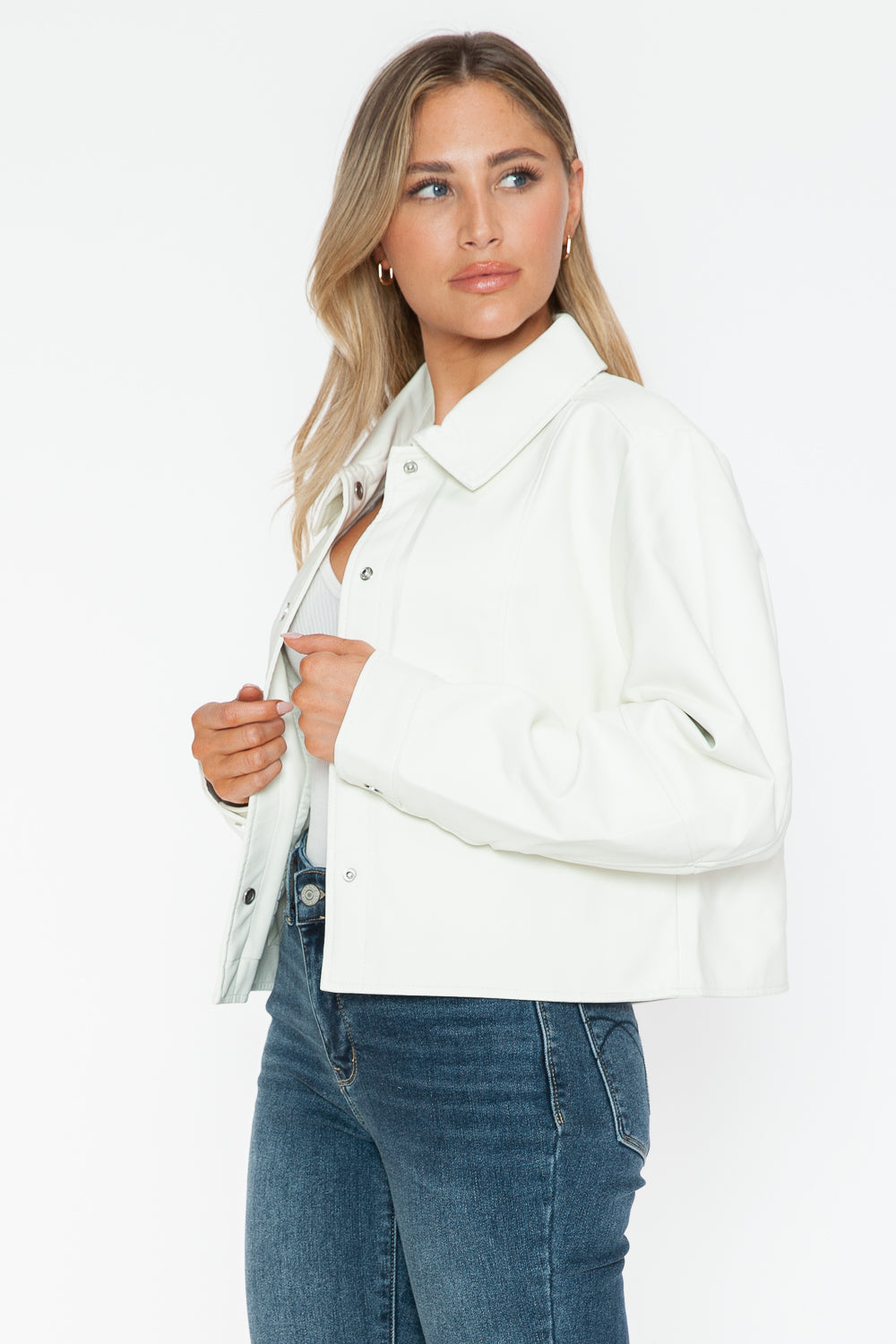 Snobbish Snap Down Long Sleeve PU Leather Jacket - Teresa's Fashionista LLC
