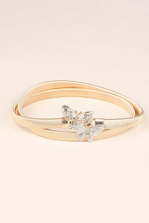 Rhinestone Butterfly Elastic Metal Belt-Teresa's Fashionista LLC