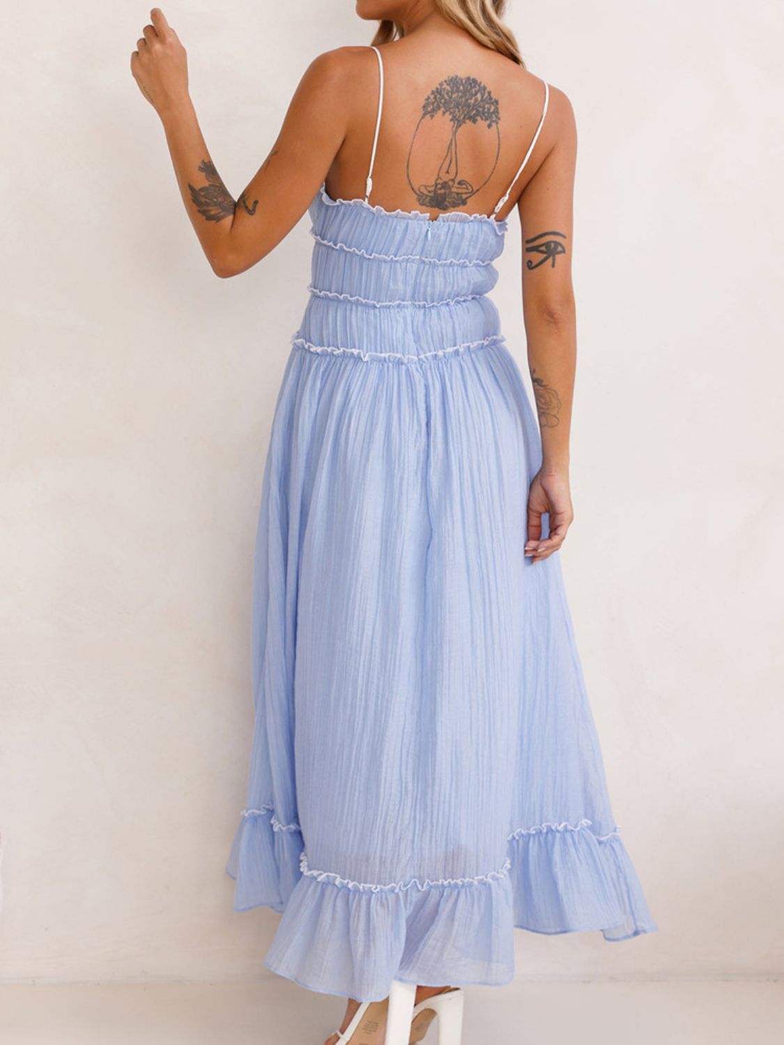 Devine Frill Ruffled Hem Midi Cami Dress - Teresa's Fashionista LLC