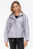 How Dare U Drawstring Hem PU Leather Zip Up Jacket - Teresa's Fashionista LLC