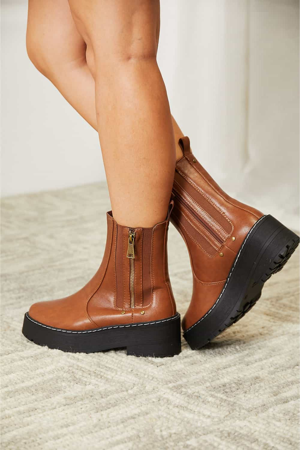 Forever Link Side Zip Platform Boots-Teresa's Fashionista LLC