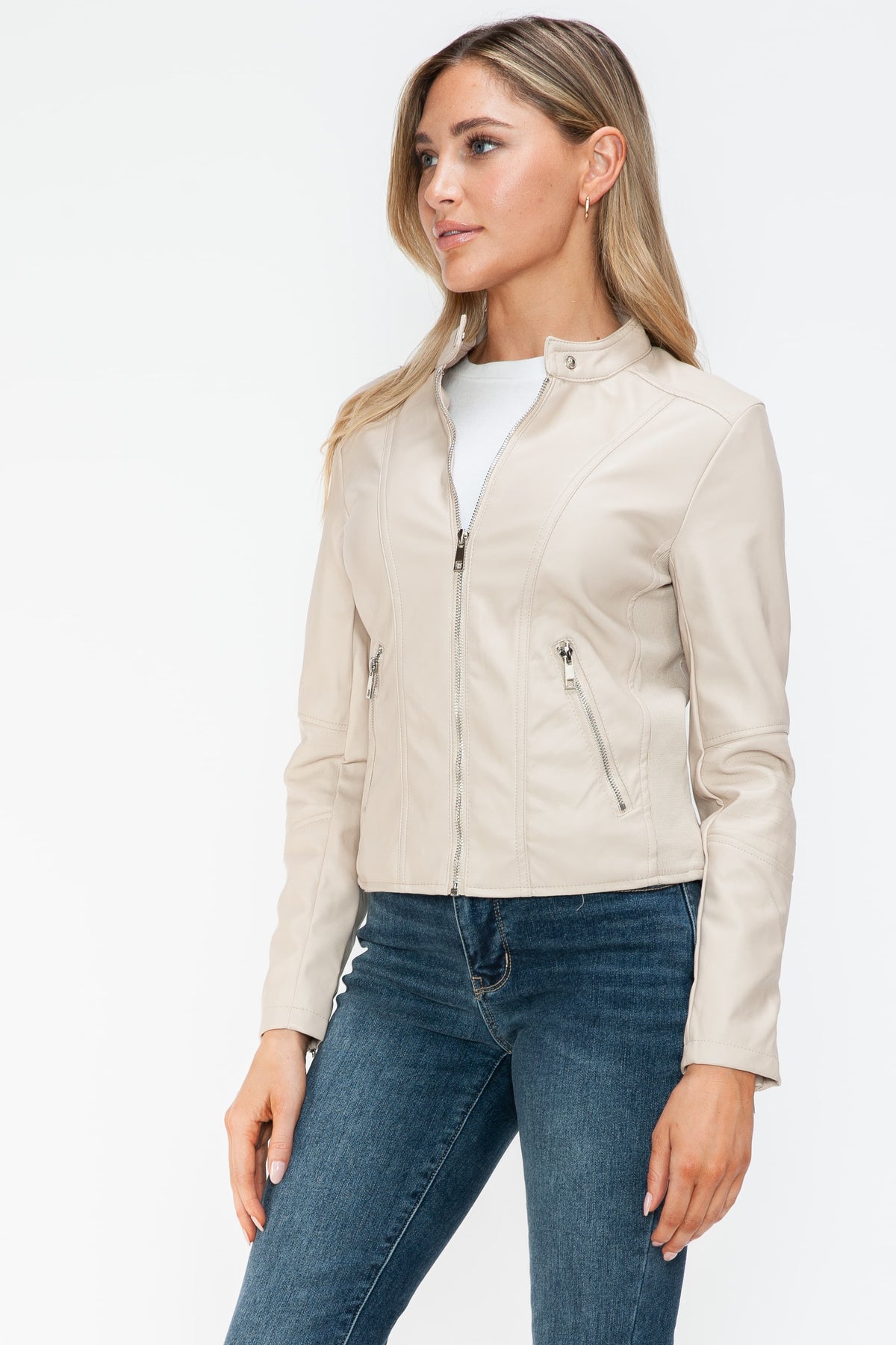 Snobbish PU Leather Zip Up Jacket with Pockets - Teresa's Fashionista LLC