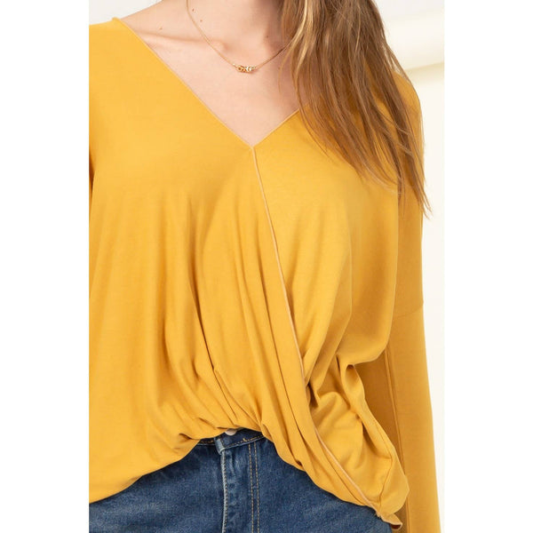 V-Neck Wrap Long Sleeve Top