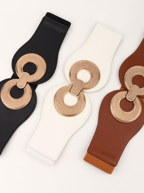 Alloy Buckle Elastic PU Belt-Teresa's Fashionista LLC