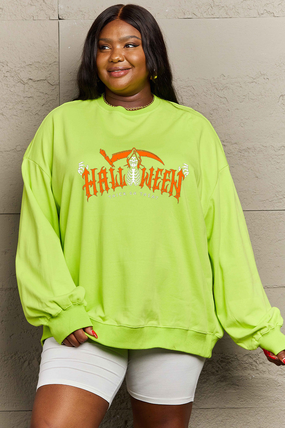 Simply Love Full Size HALLOWEEN TRICK OR TREAT Graphic Sweatshirt - Teresa's Fashionista LLC