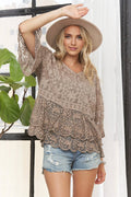 CET3907 - 3/4 BELL SLEEVES LACE BLOUSE