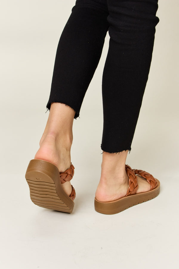 WILD DIVA Woven Dual Band Platform Sandals-Teresa's Fashionista LLC