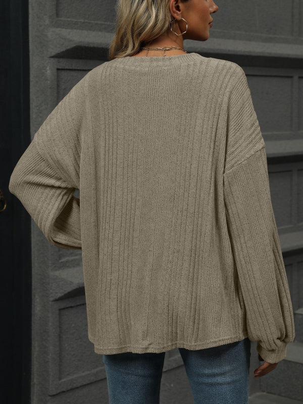 V-Neck Long Sleeve T-Shirt-Teresa's Fashionista LLC