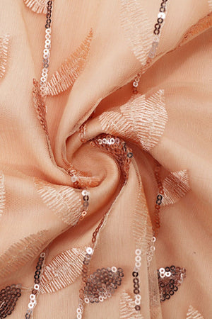 Sequin Leaf Embroidery Tie Front Short Sleeve Dress-Teresa's Fashionista LLC