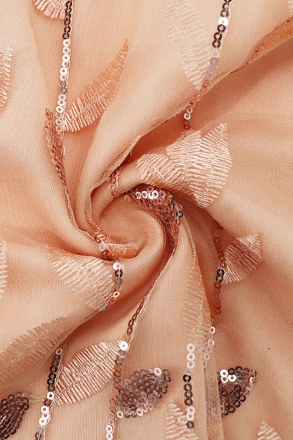 Sequin Leaf Embroidery Tie Front Short Sleeve Dress-Teresa's Fashionista LLC