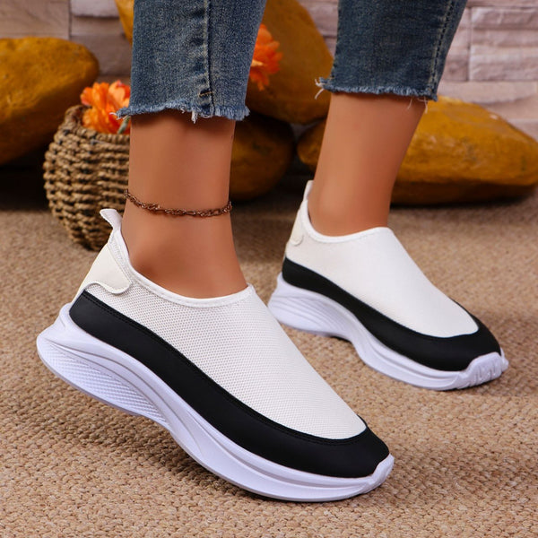 Mesh Contrast Flat Slip-Ons-Teresa's Fashionista LLC