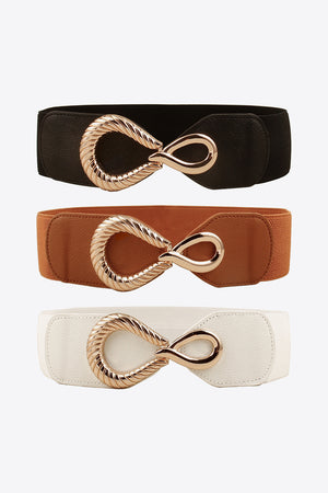 Ribbed Alloy Buckle Elastic Belt-Teresa's Fashionista LLC