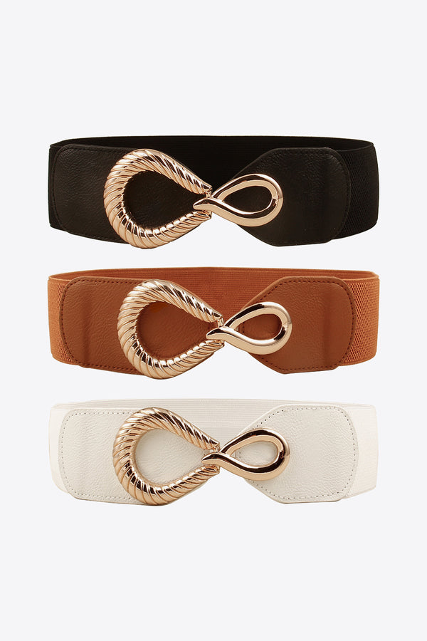 Ribbed Alloy Buckle Elastic Belt-Teresa's Fashionista LLC