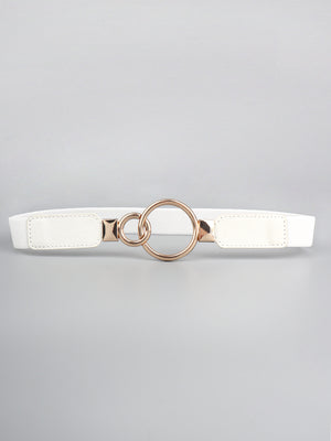 Double Ring Buckle Elastic PU Belt-Teresa's Fashionista LLC