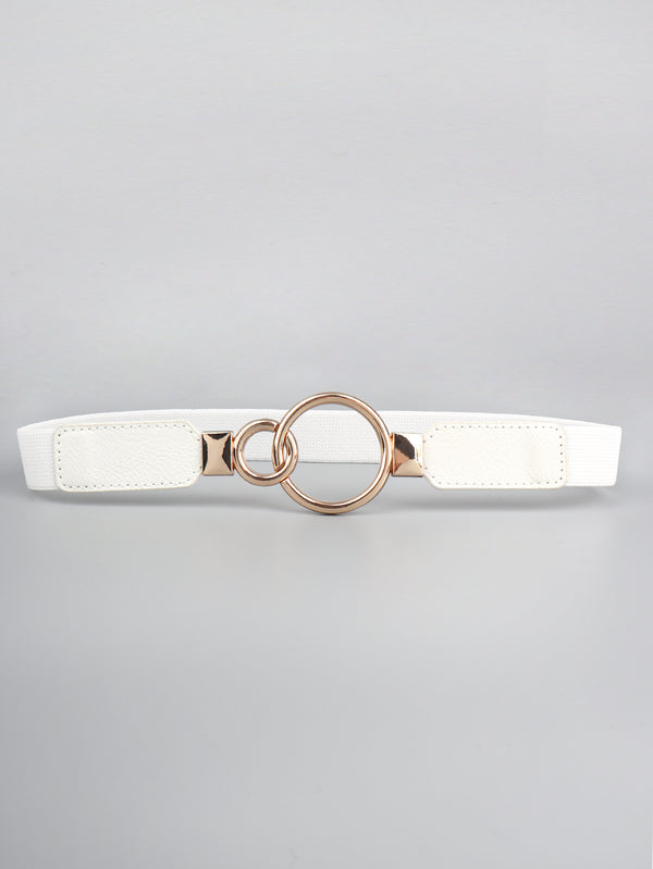 Double Ring Buckle Elastic PU Belt-Teresa's Fashionista LLC