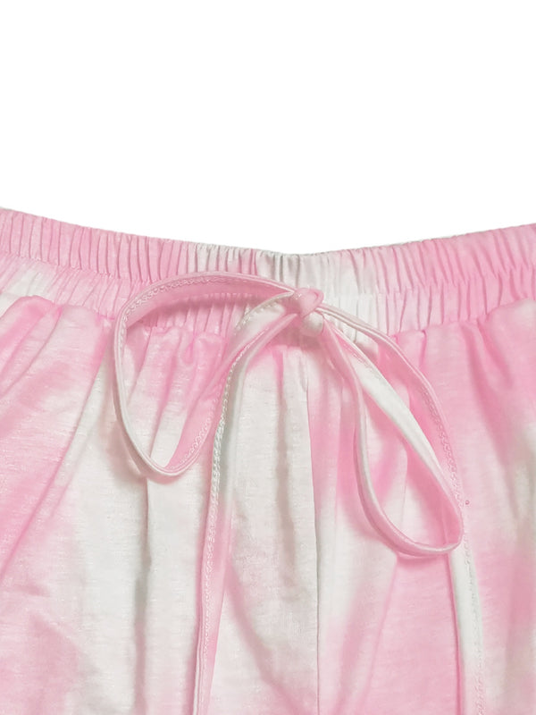 Tie-Dye Round Neck Short Sleeve Top and Pants-Teresa's Fashionista LLC