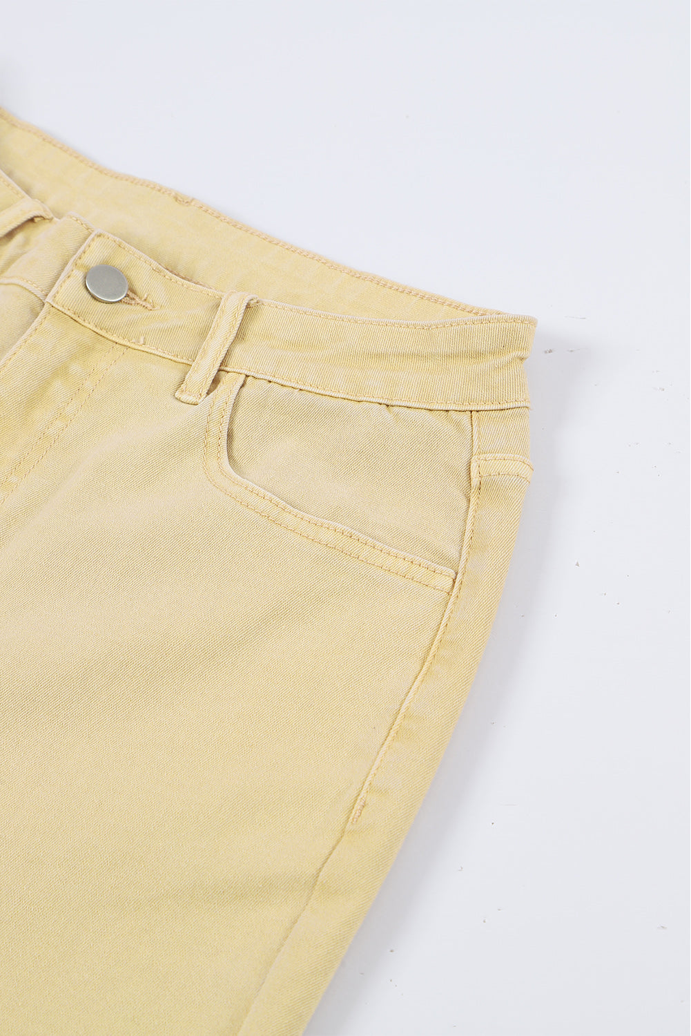 Raw Edge Mid Waist Flared Jeans with Pocketed Design and Raw Hem