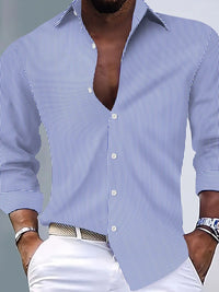 Men's Full Size Striped Button Up Long Sleeve Shirt Plus Size
