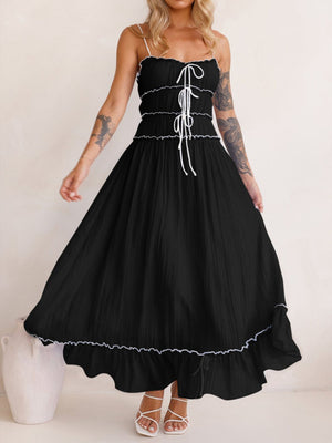 Devine Frill Ruffled Hem Midi Cami Dress - Teresa's Fashionista LLC