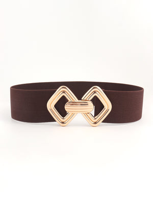 Geometric Buckle Elastic Wide Belt-Teresa's Fashionista LLC