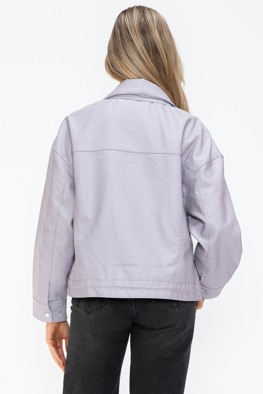 How Dare U Drawstring Hem PU Leather Zip Up Jacket - Teresa's Fashionista LLC