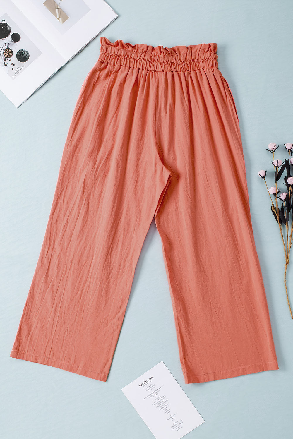 Drawstring Paperbag Waist Wide Leg Pants-Teresa&#39;s Fashionista LLC