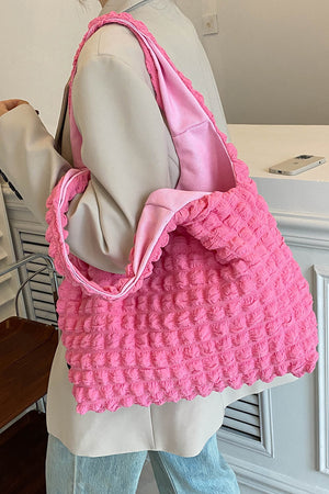 Ruched Polyester Large Handbag-Teresa's Fashionista LLC
