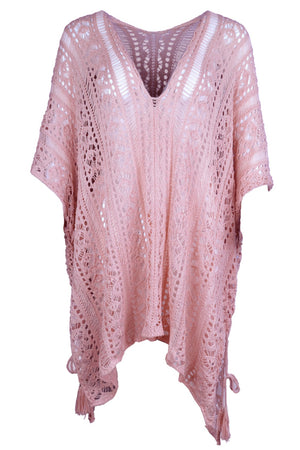Cutout V-Neck Cover-Up with Tassel-Teresa's Fashionista LLC