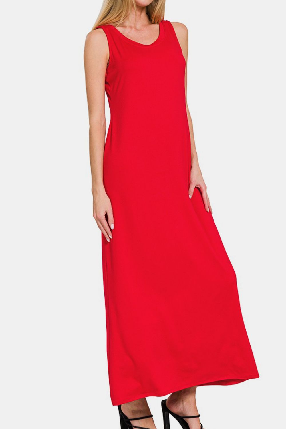 Zenana Scoop Neck Wide Strap Tank Dress - Teresa's Fashionista LLC